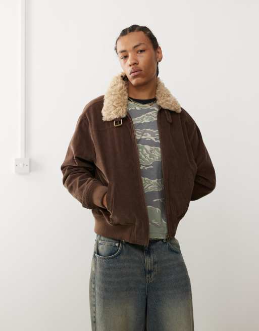 Reclaimed Vintage - Aviator-bomber-jakke i fløjl