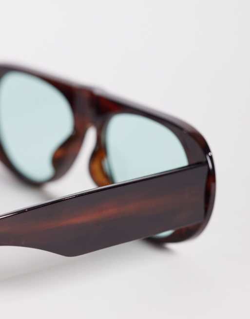 Reclaimed Vintage aviator sunglasses with blue lens in brown tonal, 2 of 3