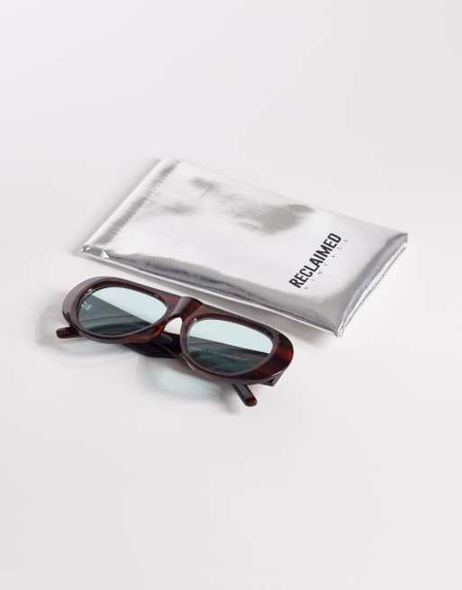 Reclaimed Vintage aviator sunglasses with blue lens in brown tonal, 3 of 3