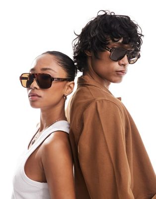 aviator sunglasses with brown lens