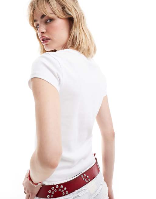 Reclaimed Vintage baby t-shirt with cowboy graphics in white, 3 of 4