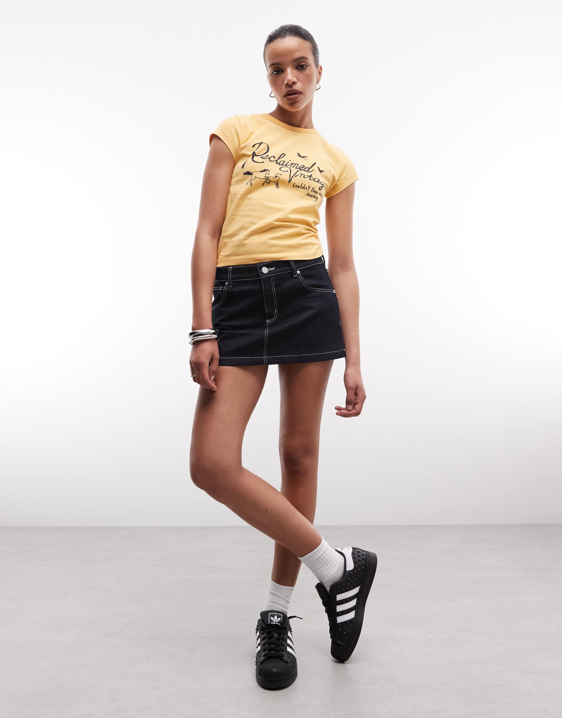 reclaimed vintage baby tee with horse print