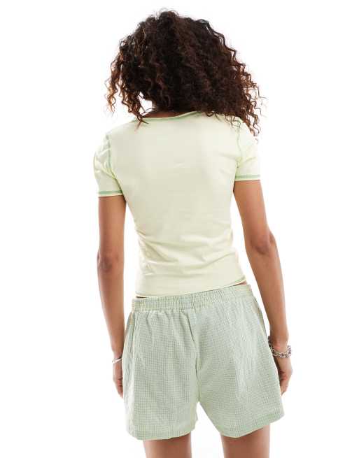 Reclaimed Vintage baby tee with star and disco print in yellow, 4 of 4