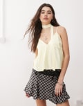[Reclaimed Vintage] Reclaimed Vintage babydoll cami top and scarf set in butter yellow XS yellow