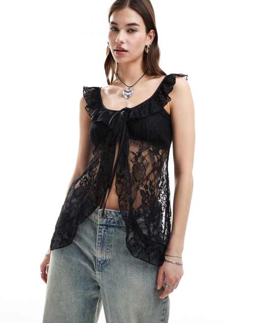 Reclaimed Vintage babydoll tunic top in black, 2 of 4