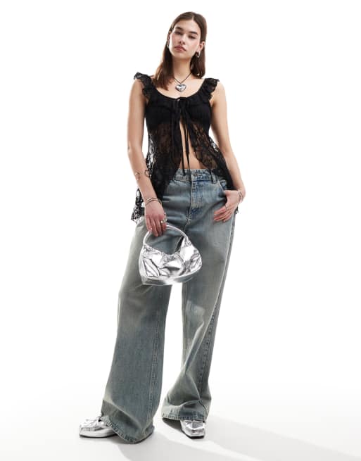 Reclaimed Vintage - Babydoll tuniektop in zwart