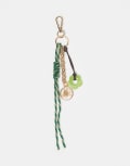 [Reclaimed Vintage] Reclaimed Vintage bag charm and key ring with floral detail in green One Size Green