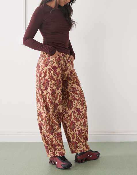Reclaimed Vintage baggy barrel leg trouser in tapestry print - view 1