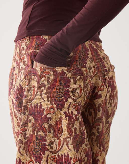 Reclaimed Vintage baggy barrel leg trouser in tapestry print , 4 of 5