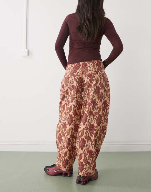 Reclaimed Vintage baggy barrel leg trouser in tapestry print , 5 of 5