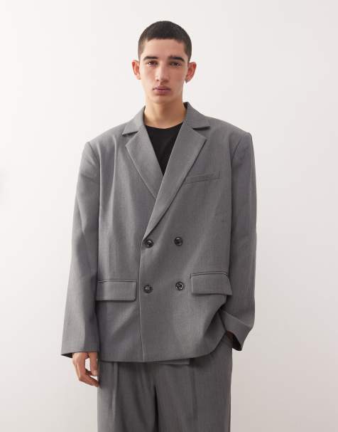 Reclaimed Vintage baggy double breasted blazer in gray - part of a set - view 1