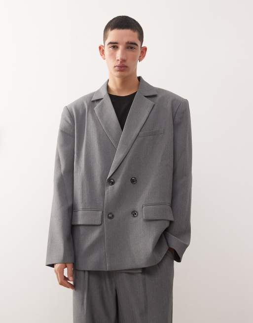 Reclaimed Vintage baggy double breasted blazer in gray - part of a set