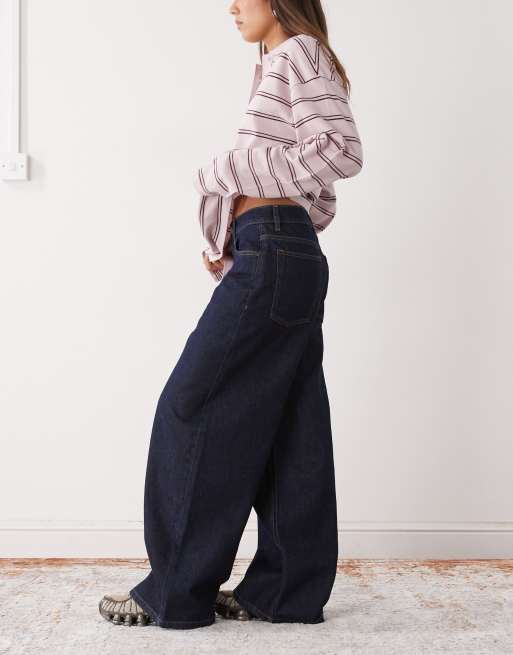 Reclaimed Vintage - Baggy indigoblå denimjeans med vide ben