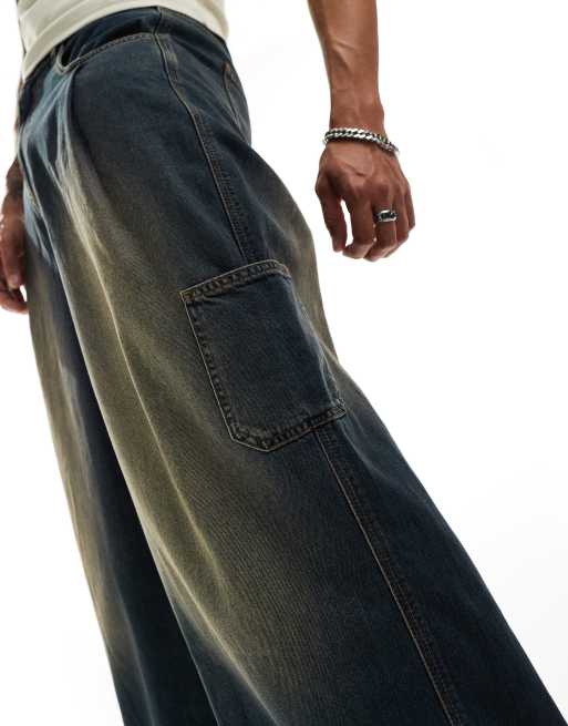 Reclaimed Vintage baggy jean in dark blue wash ASOS