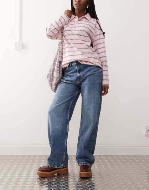 Reclaimed Vintage - Baggy jeans met lage taille in middenblauw met wassing - view 1