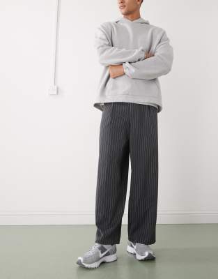 Reclaimed Vintage Baggy Pinstripe Pants-gray In Gray