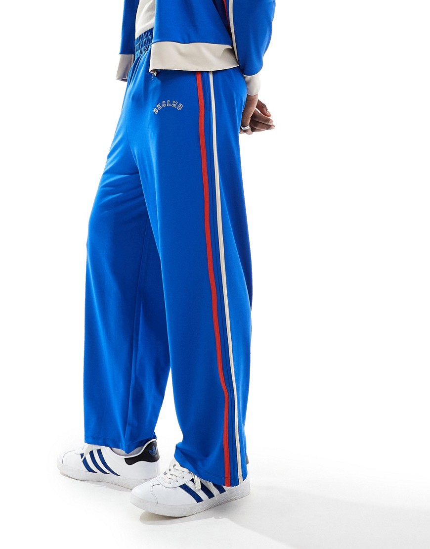 Reclaimed Vintage baggy sport track jogger co-ord with side stripe in blue
