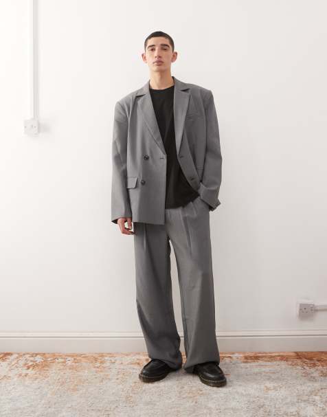Reclaimed Vintage baggy pleat detail suit trouser co-ord in grey