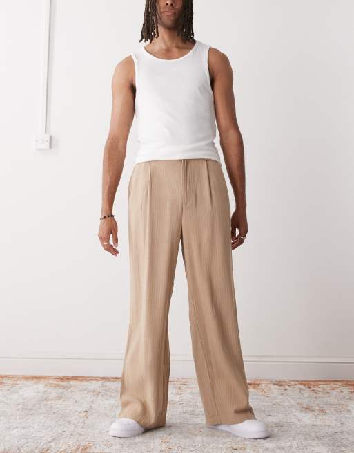 Reclaimed Vintage baggy tailored pants in linen blend stripe, 2 of 5