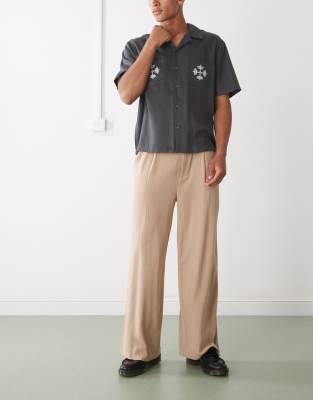 Reclaimed Vintage baggy tailored pants in linen mix stripe - view 1
