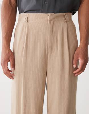 Reclaimed Vintage baggy tailored pants in linen mix stripe