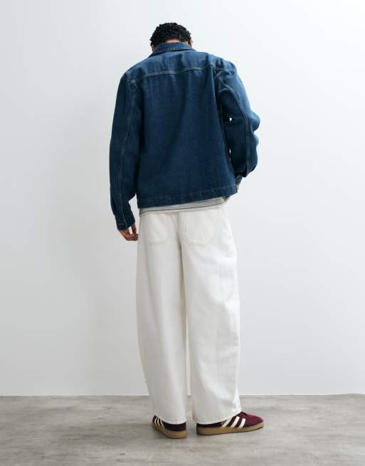 Reclaimed Vintage baggy western jeans in ecru, 3 van 5