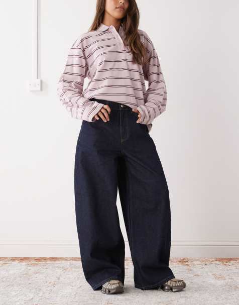 Reclaimed Vintage baggy wide leg denim jean in indigo blue - view 1