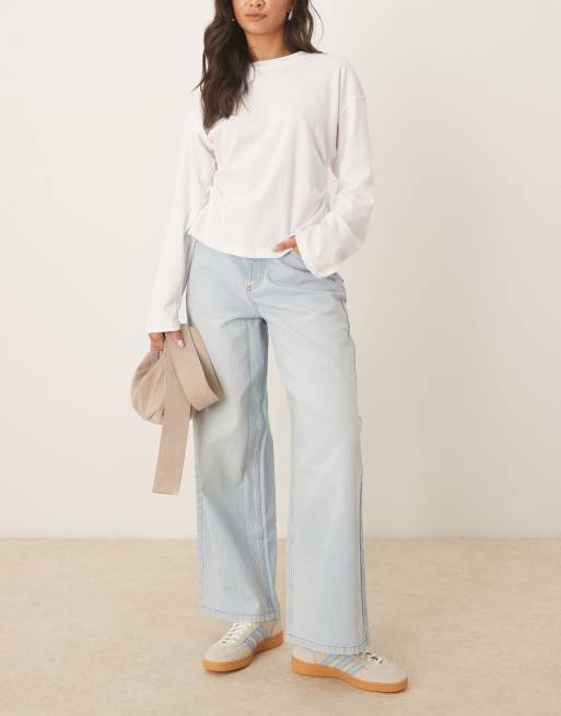 Reclaimed Vintage baggy wide leg denim jean in light blue wash