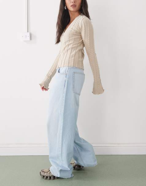 Reclaimed Vintage baggy wide leg denim jean in light blue wash - view 1