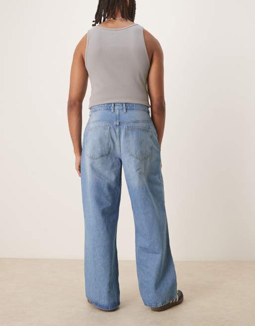 Reclaimed Vintage baggy wide leg denim jeans in bleach wash