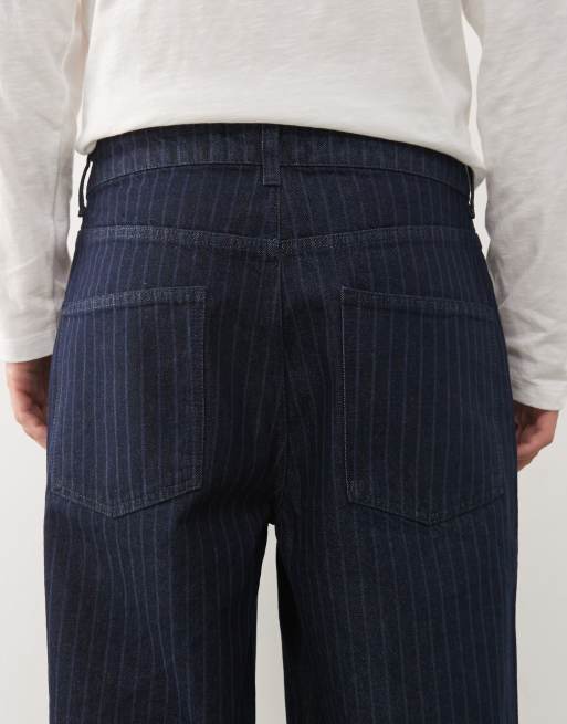 Reclaimed Vintage - Baggy jeans met wijde pijpen in blauw met krijtstreep, deel van co-ord set