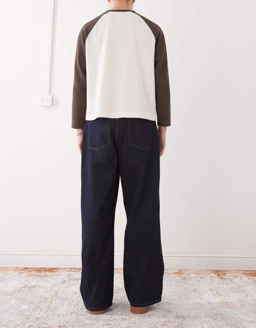 Reclaimed Vintage - Jeans larghi lavaggio risciacquato con cuciture a contrasto