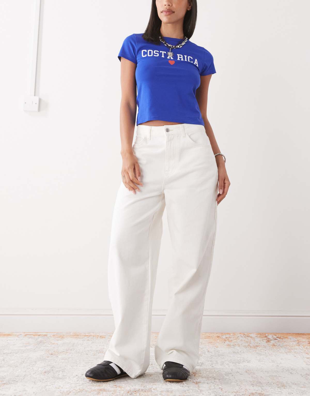 Reclaimed Vintage baggy wide leg mid rise denim jeans in white