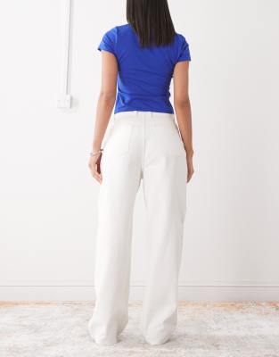 RECLAIMED VINTAGE BAGGY WIDE LEG MID RISE DENIM JEANS 