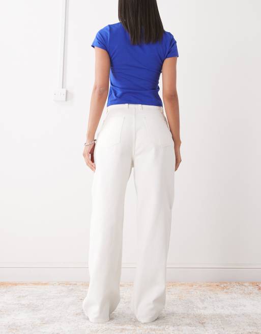 Reclaimed Vintage baggy wide leg mid rise denim jeans in white