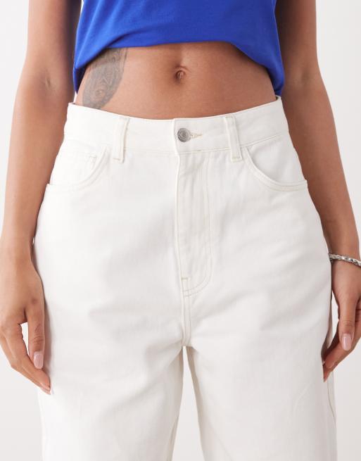 Reclaimed Vintage baggy wide leg mid rise denim jeans in white