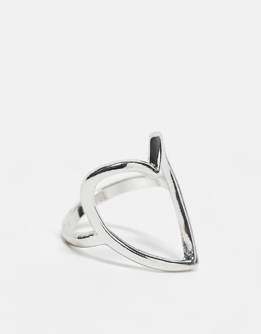 Reclaimed Vintage - Bague avec cœur oversize - Argenté