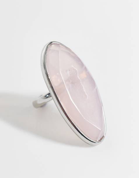 Reclaimed Vintage - Bague oversize ornée d'une pierre en quartz rose - view 1