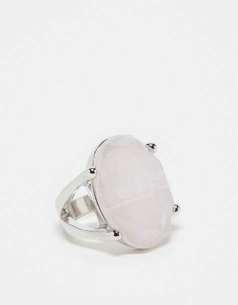 Reclaimed Vintage - Bague style ancien avec quartz fantaisie rose - Argenté - view 1
