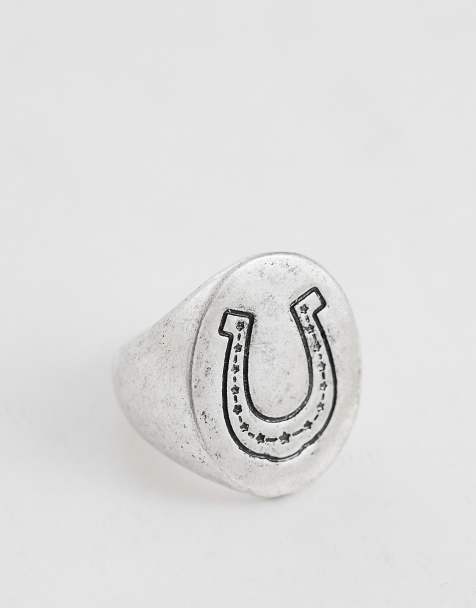 Reclaimed Vintage - Bague unisexe avec motif fer à cheval esquissé - Argenté - view 1