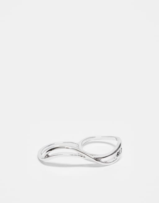 Reclaimed Vintage - Bague unisexe enveloppante - Argenté