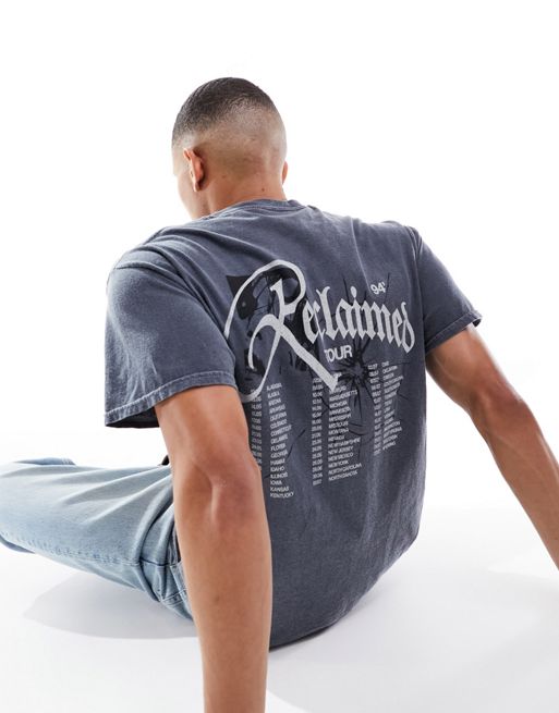 Reclaimed Vintage band tee in washed navy