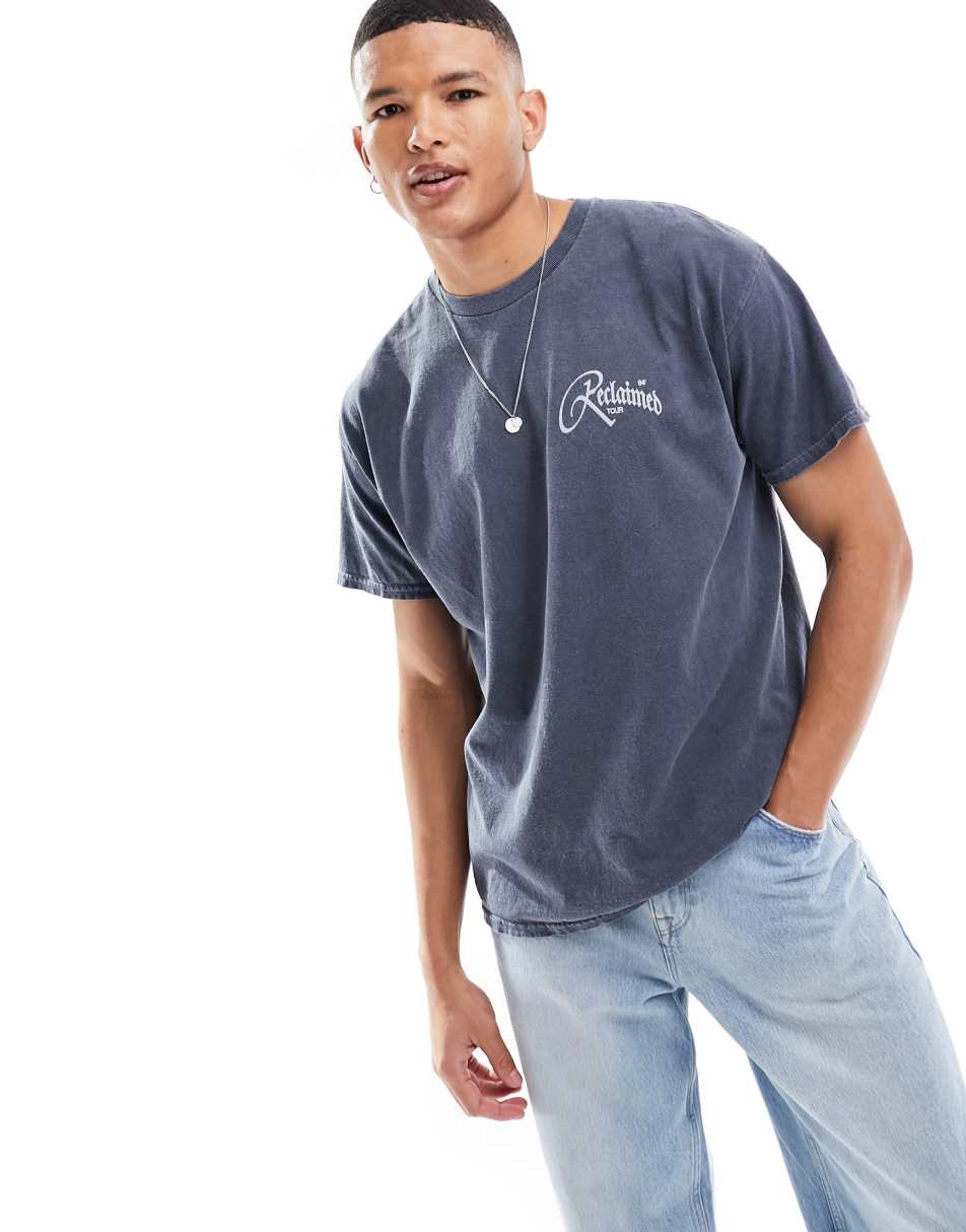 Reclaimed Vintage band tee in washed navy 0