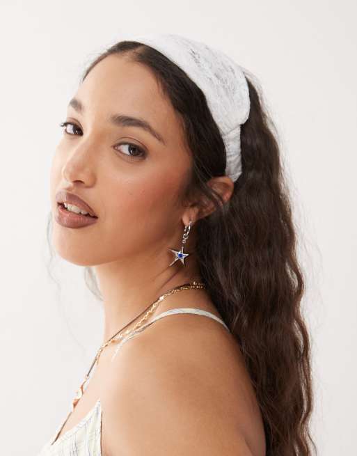 Reclaimed Vintage - Bandeau élastiqué en dentelle - Ivoire