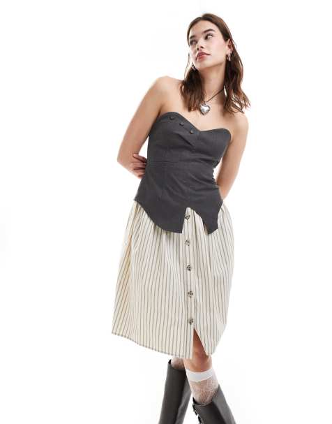 Reclaimed Vintage bandeau hybrid tailored dress - view 1