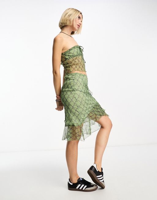 Reclaimed Vintage bandeau top co-ord in green check | ASOS