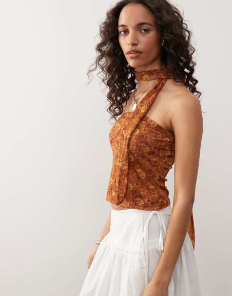 Reclaimed Vintage bandeau top with scarf in tropical floral print - view 1