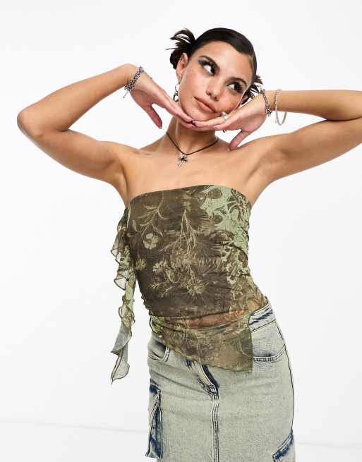 Reclaimed Vintage – Bandeau-topp med asymmetrisk design