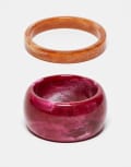 [Reclaimed Vintage] Reclaimed Vintage bangle 2 pack in red One Size red