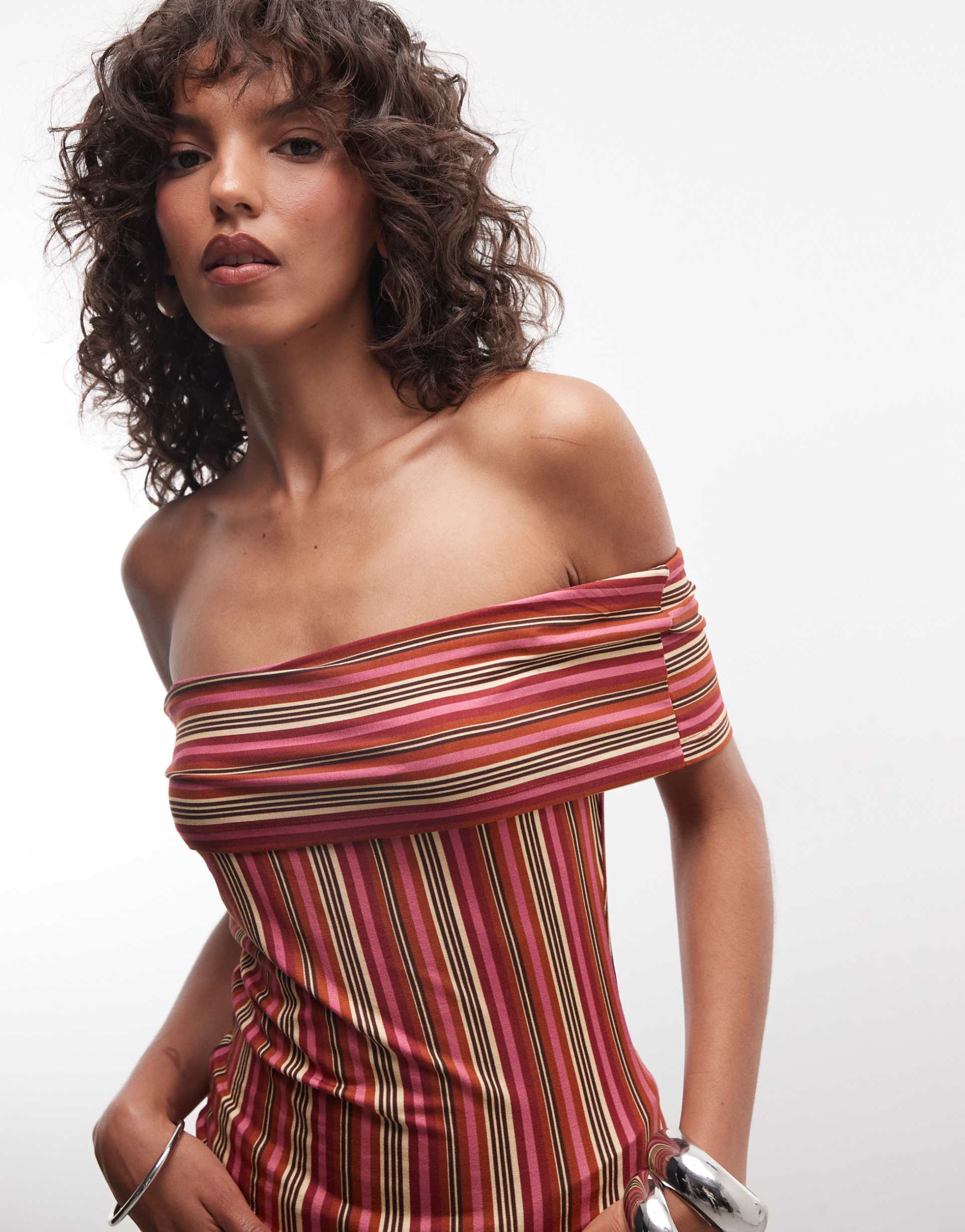 reclaimed vintage bardot striped jersey top